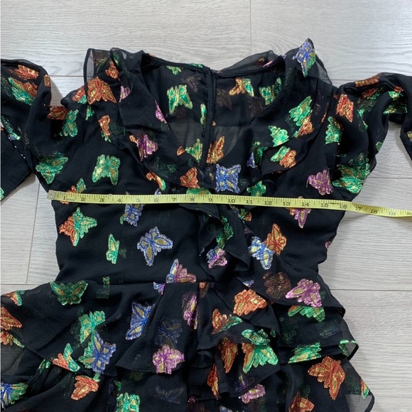 The Kooples Silk Ruffle Butterfly Bomb Mini Long Sleeve Dress - Picture 14 of 16